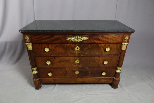 Commode Empire acajou et marbre de st Anne