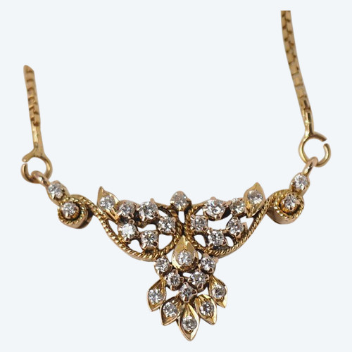 Collana Vintage In Oro Giallo 9kt E Diamanti