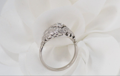 Dome Ring In White Gold And Platinum, Set With Diamonds