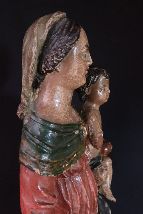 Sculpture " Vierge à l'enfant " XVIIIe siècle