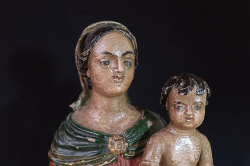 Sculpture " Vierge à l'enfant " XVIIIe siècle