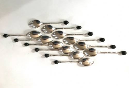 Christofle silverware case of 12 mocha spoons