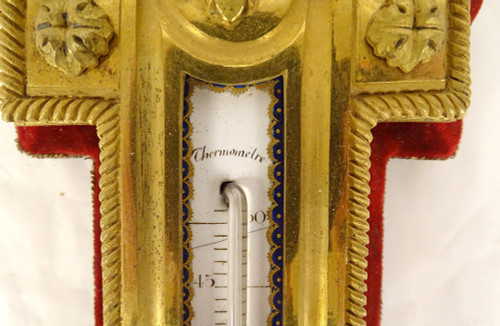 Barometer Thermometer in gilt bronze signed Eugène Bazart Paris, Napoléon III 19th century