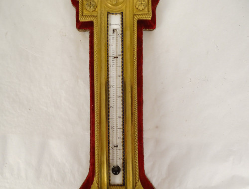 Barometer Thermometer in gilt bronze signed Eugène Bazart Paris, Napoléon III 19th century