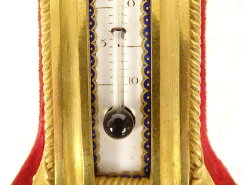 Barometer Thermometer in gilt bronze signed Eugène Bazart Paris, Napoléon III 19th century