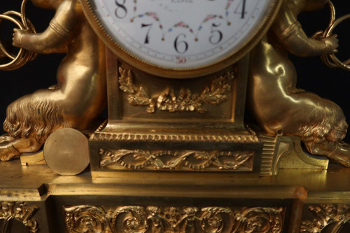 Bronze Gilt Clock With Musician Puttis 19th century