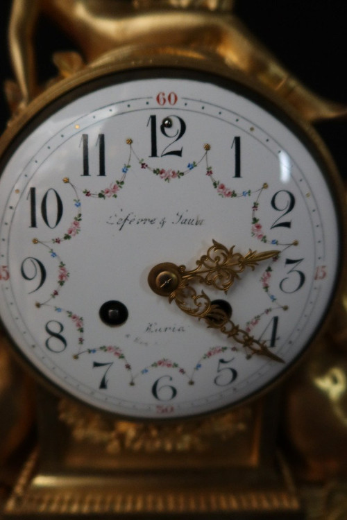 Bronze Gilt Clock With Musician Puttis 19th century