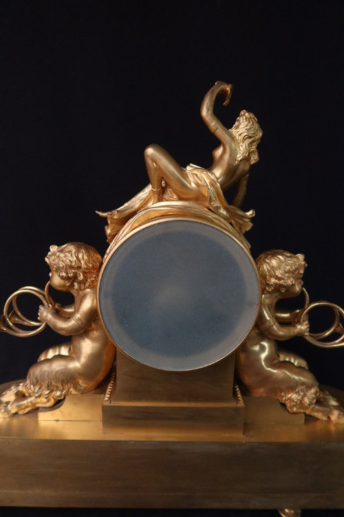 Bronze Gilt Clock With Musician Puttis 19th century