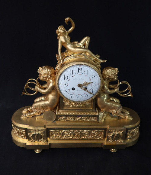 Bronze Gilt Clock With Musician Puttis 19th century