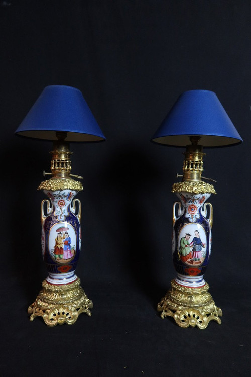 Pair Of Bayeux Porcelain Lamps 19th century