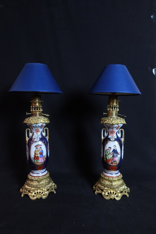 Pair Of Bayeux Porcelain Lamps 19th century