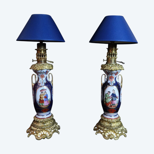 Pair Of Bayeux Porcelain Lamps 19th century