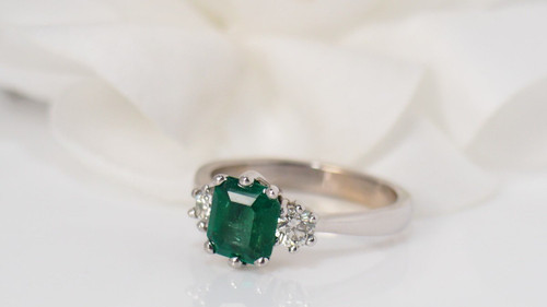 White Gold, Emerald And Diamond Ring