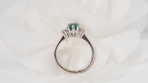 White Gold, Emerald And Diamond Ring