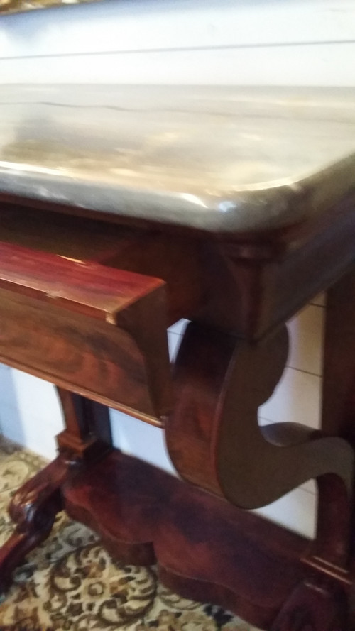 Small console opening with one drawer in Empire style 19th century mahogany waistband