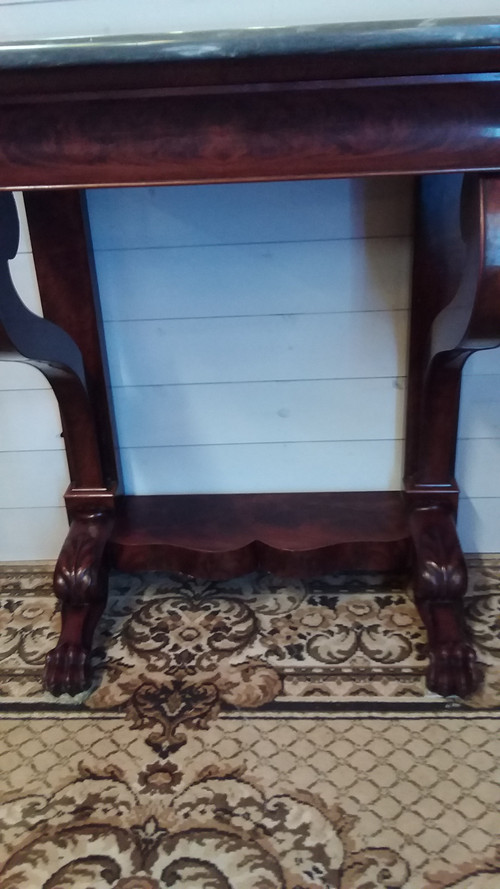 Small console opening with one drawer in Empire style 19th century mahogany waistband