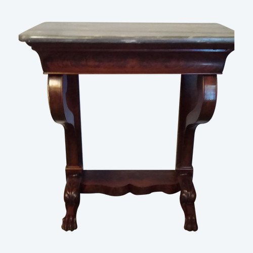 Small console opening with one drawer in Empire style 19th century mahogany waistband