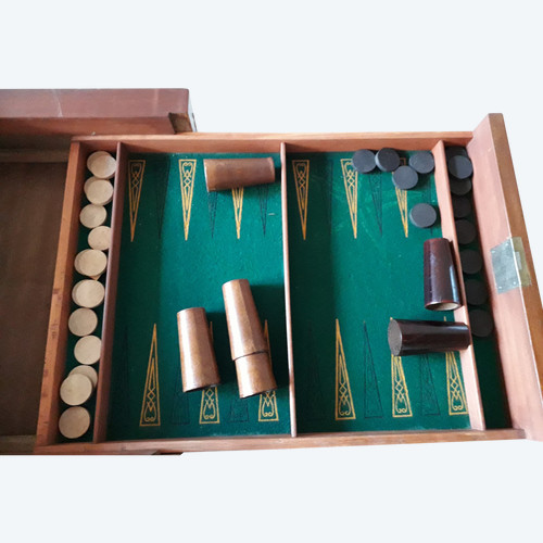 Early 20th century marquetry games table, decorated with flowers