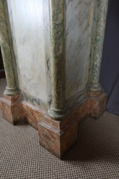 Pair Of Large Faux Marble Painted Wooden Stands