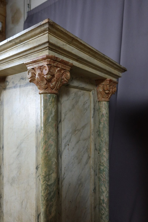 Pair Of Large Faux Marble Painted Wooden Stands