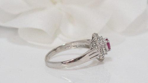 Bague En Platine Rubis Certifié Et Diamants