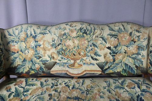 Louis XV Sofa In Aubusson Tapestry 19th Century