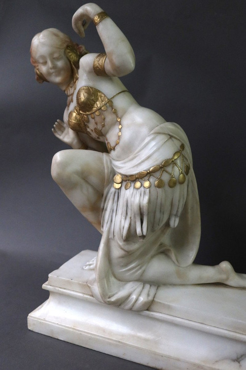 Alabaster sculpture of an oriental dancer, signature JB Laroche