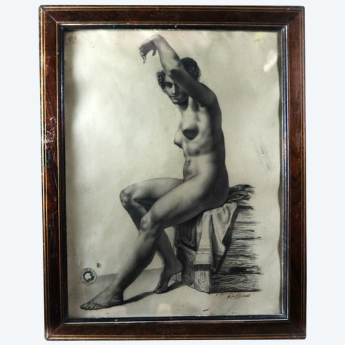 Charcoal Middle XIX Academy Of Woman, Signed And Dated