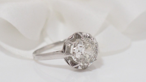 Antique Solitaire Ring In Platinum And Diamond