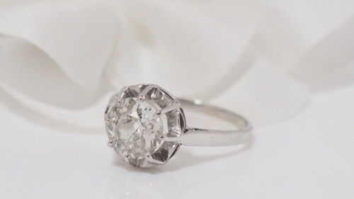 Antique Solitaire Ring In Platinum And Diamond