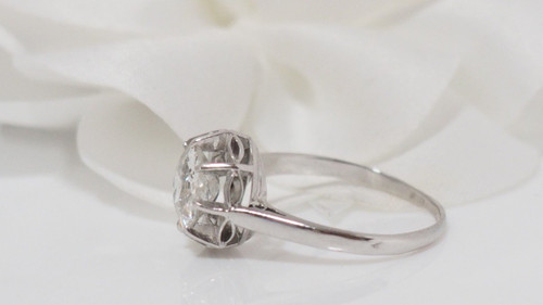 Antique Solitaire Ring In Platinum And Diamond