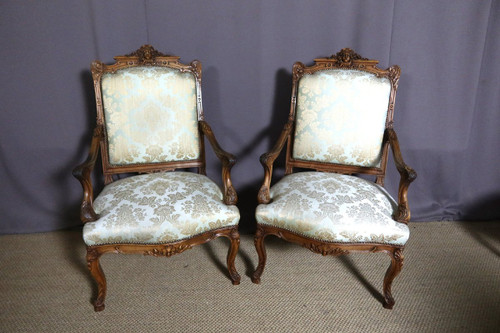 19th Century Walnut Armchairs And Chairs