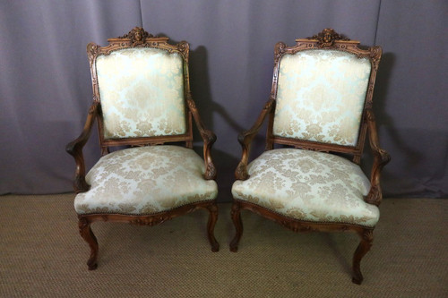 19th Century Walnut Armchairs And Chairs