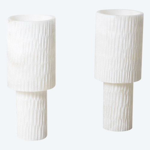 Pair of alabaster lamps, contemporary work