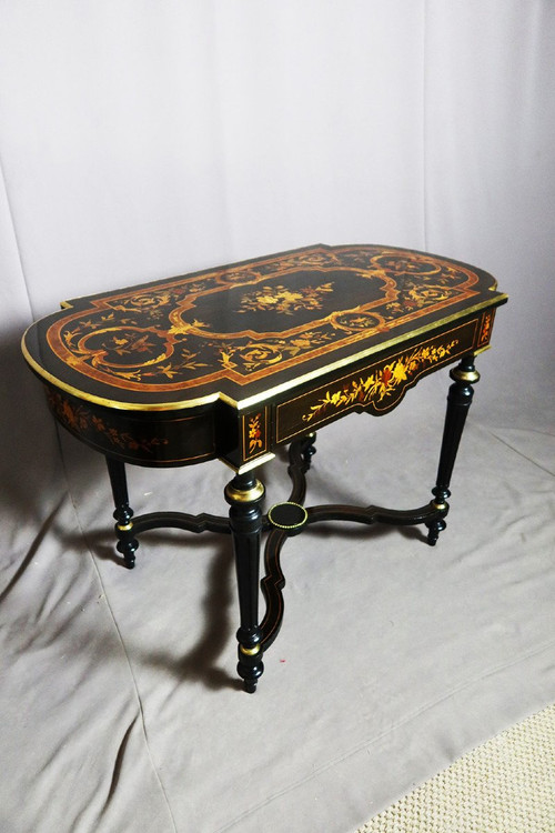 Napoleon III Table In Marquetry Dated 1888