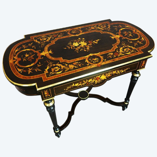 Napoleon III Table In Marquetry Dated 1888