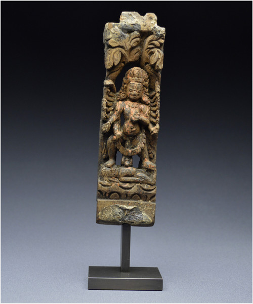 Nepal, XVIth - XVIIth century, Small wooden architectural element representing the god Shiva