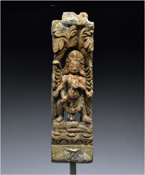 Nepal, XVIth - XVIIth century, Small wooden architectural element representing the god Shiva