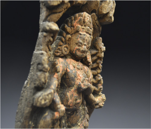 Nepal, XVIth - XVIIth century, Small wooden architectural element representing the god Shiva