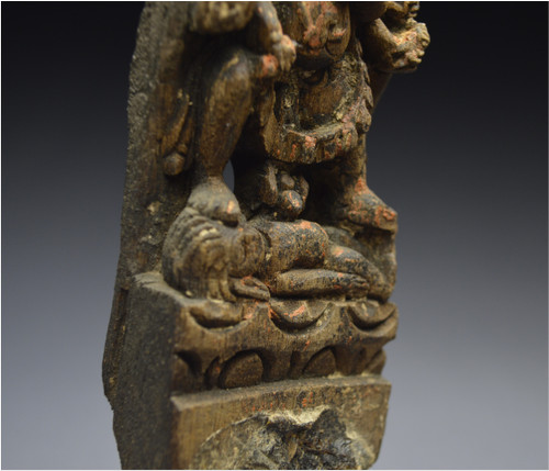 Nepal, XVIth - XVIIth century, Small wooden architectural element representing the god Shiva