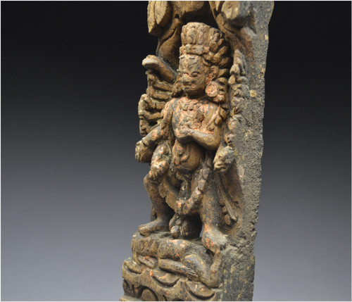 Nepal, XVIth - XVIIth century, Small wooden architectural element representing the god Shiva