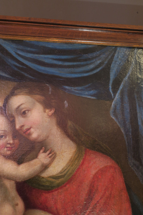 Tableau, peinture de la Vierge à l'enfant XVIII°