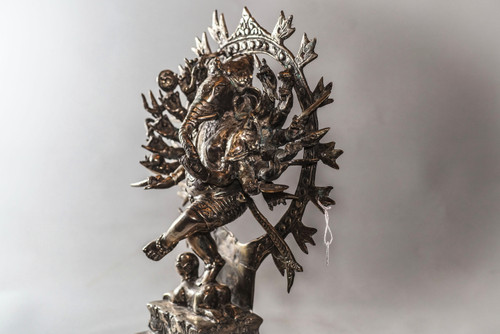 Sculpture De Ganesh En Bronze Plaqué Argent 