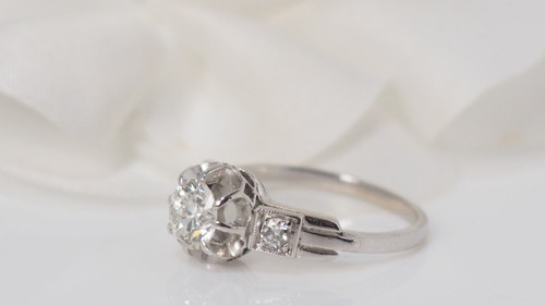 Solitaire Ring In Platinum And Diamonds