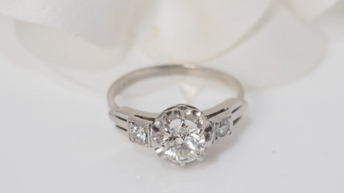 Solitaire Ring In Platinum And Diamonds