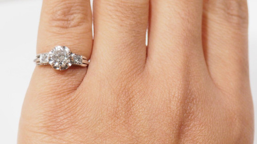 Solitaire Ring In Platinum And Diamonds