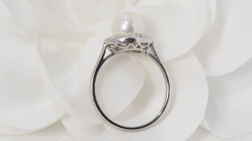 Ring In White Gold, Cultured Pearl And Diamonds