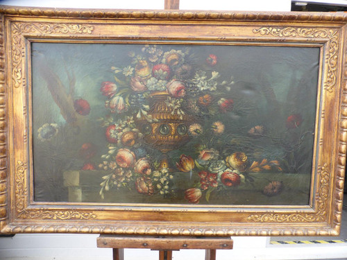 XIXth Century Painting Bouquet Of Flowers