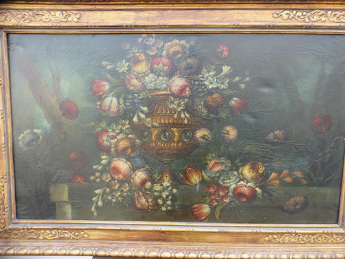 XIXth Century Painting Bouquet Of Flowers