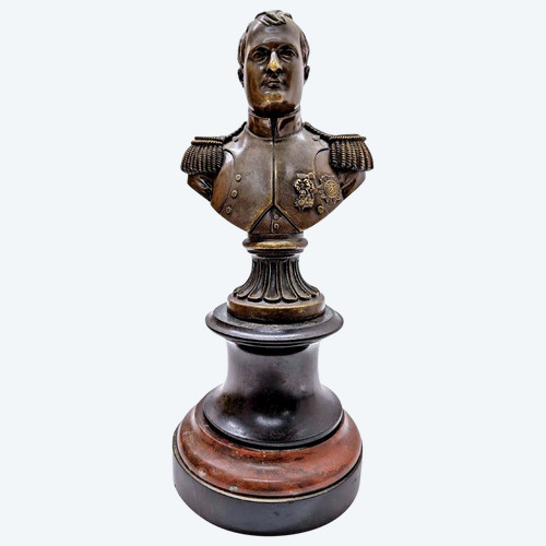 Historic Bronze Napoleon Bonaparte XIXth Century. Black And Red Marble Base